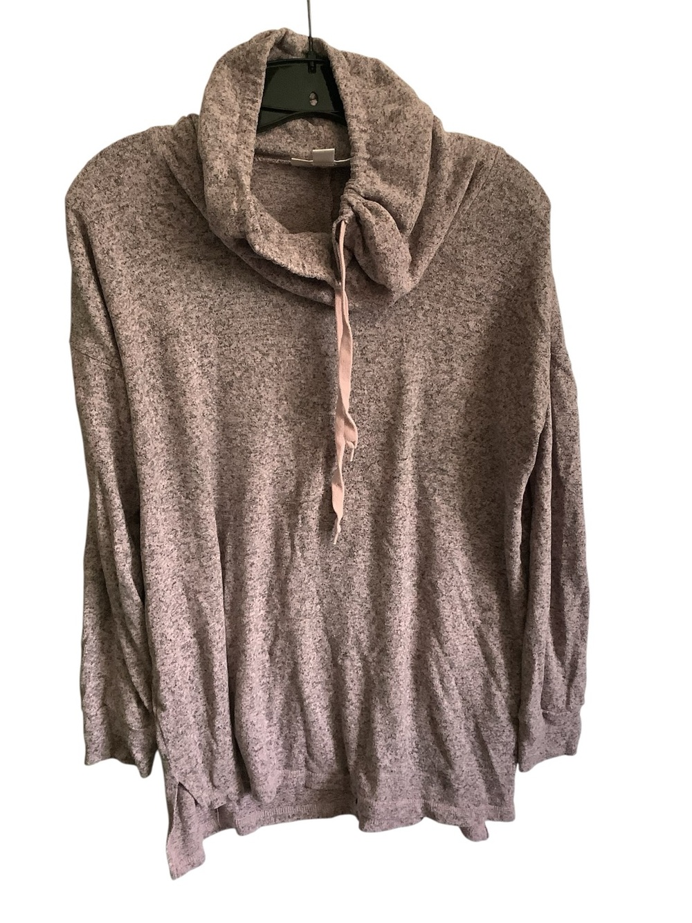 Medium Motherhood Pink MArled Funnel Neck Long Sleeve Pullover